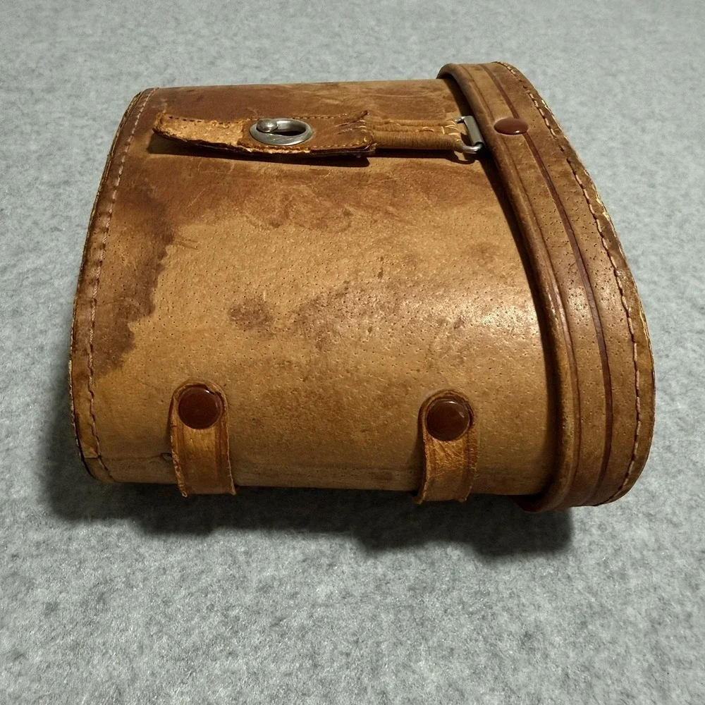 Vintage Binocular Prop Case Brown Leather Red Velvet Interior Flip Top Case Only